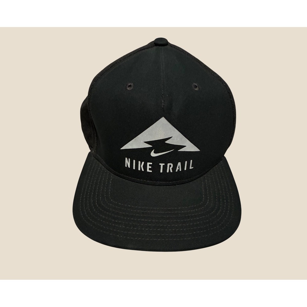 Nike Trail AeroBill Dri-Fit Vented Running Strapback Hat Black Neon Green Mesh